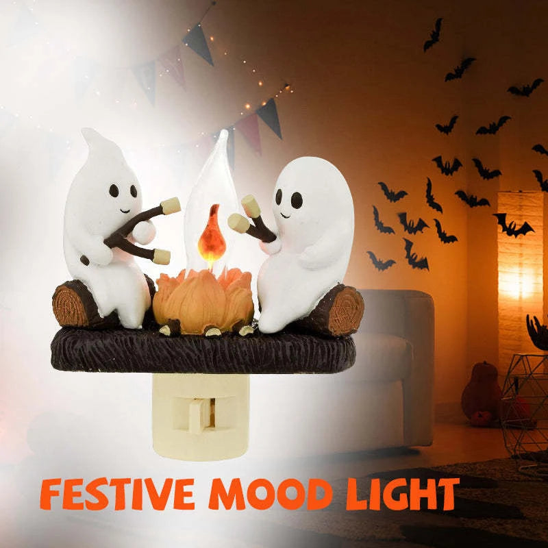 Ghost Campfire Halloween Flickering Night Light Plug Into Wall Ghosts