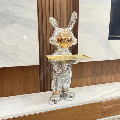 Metamoon Creative Space Rabbit Floor-standing Ornament Statue Home Decoration Ornament Sculpture Living Room High-end Resin Animal Tray