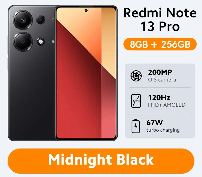 New Global Version Xiaomi Redmi Note 13 Pro 4G Smartphone MTK Helio G99-Ultra 6.67" AMOLED display 67W Turbo Charge with 5000mAh