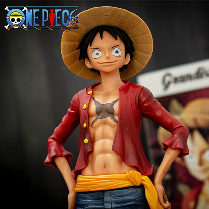 28cm  One Piece Anime Figure Confident Smiley Luffy Three Form Face Changing Doll Action Figurine Model Toys