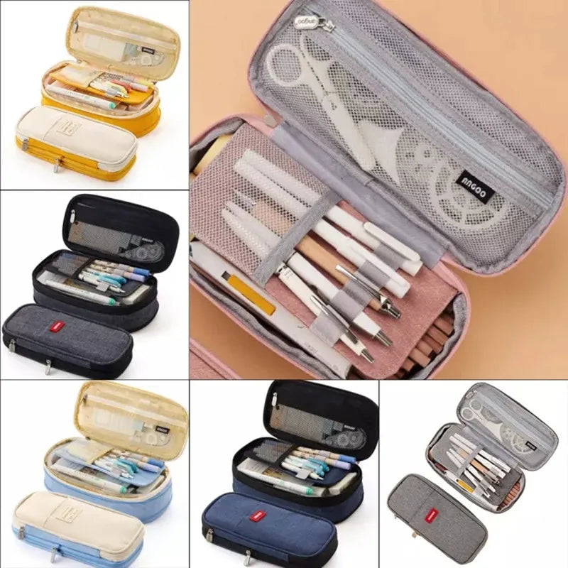 Large Capacity Pencil Case Stationery School Supplies Pencil Cases Pouch Office Desk Storage Bag Students Kids Pen Case Bags Box