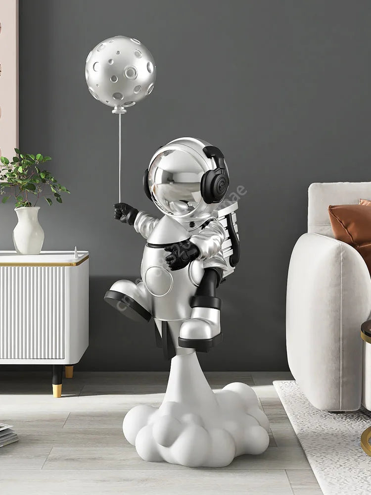 METAMOON Astronaut With Moon Balloon  Sculpture 95cm Large Floor-standing Decoration Living Room TV Cabinet Home Decoration Statue