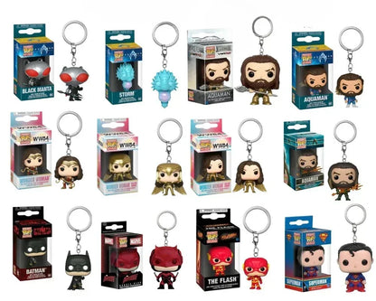 POP Keychain funko DC Wonder Woman Superman the Flash Aquaman Arrow Daredevil Cyborg Batman POP Action Figure Collection Toys