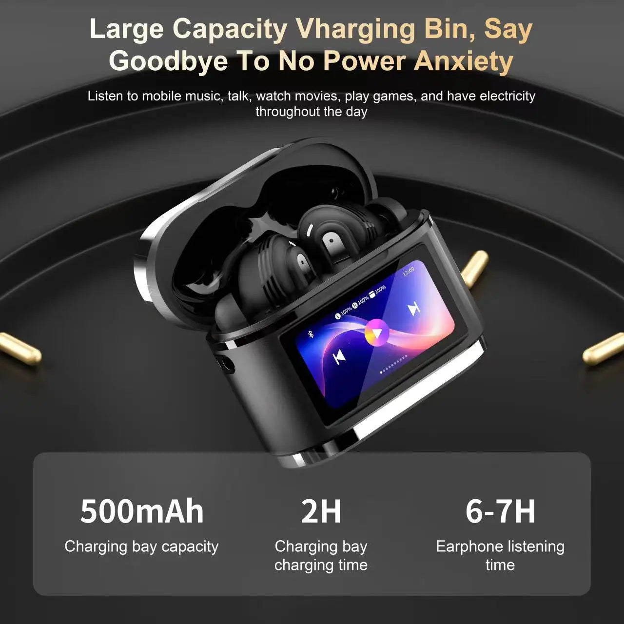 XIAOMI True Wireless Earphones ANC Noise Cancelling Earbuds With LCD Touch Screen Visible Sports Waterproof Headset Built-in Mic