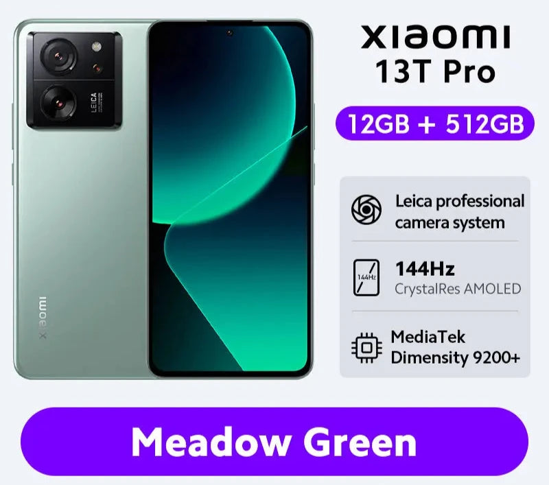 Xiaomi 13T Pro Global Version 6.67" 144Hz AMOLED Display 5G 50MP Leica Camera 5000mAh Battery 120W HyperCharge IP68 Waterproof