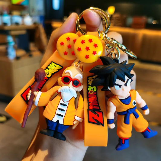 Dragon Ball Keychain Fashion Jewelry Son Goku Vegeta Piccolo Action Figures 8CM PVC Key Ring for Men Women Bag Pendant