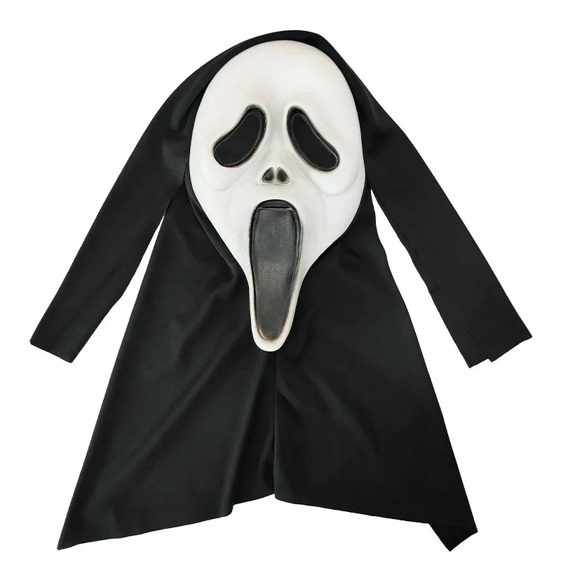 Halloween Ghostface Scream Mask Natural Latex Scary Skull Mask Horror Full Head Masque Halloween Party Adult Costume Cosplay Props Decoration