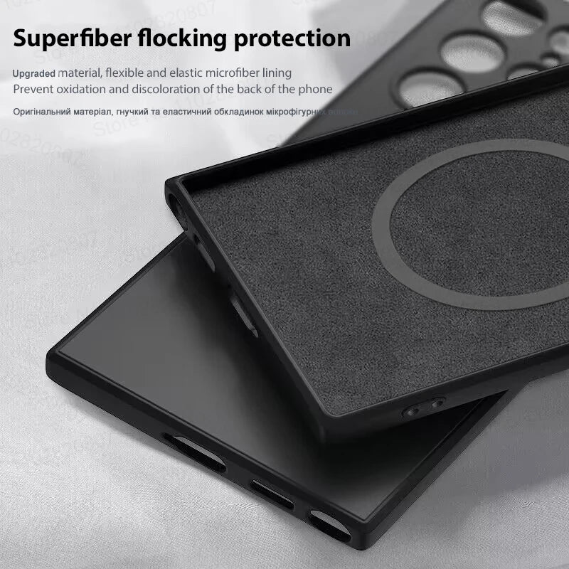 Liquid silicone For Magsafe Magnetic Case For Samsung Galaxy S24 S23 S22 Ultra S21 FE Wireless Charge Cases Soft Cover