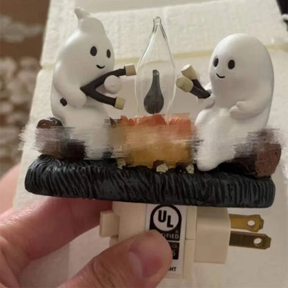 Ghost Campfire Halloween Flickering Night Light Plug Into Wall Ghosts