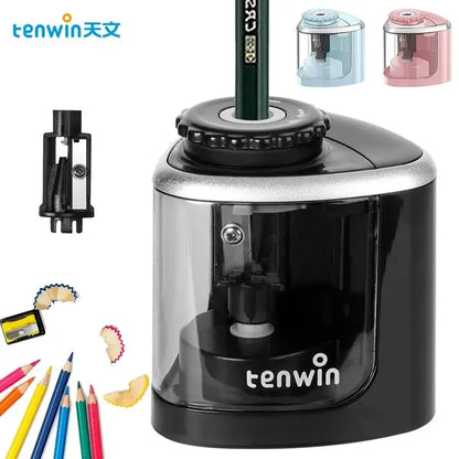 Electric Auto Pencil Sharpener for Students, Helical Steel Blade Sharpener for Artists, Colored Pencils for Kids and Adults