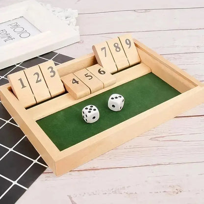 'SHUT THE BOX' Deluxe Four Sided 10 Numbers Shut The Box Board Game Set Dice Party Club Drinking Games for Adults Families