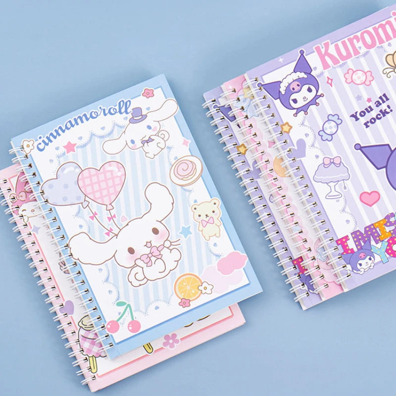 MINISO Kawaii Sanrio Kuromi Coil Notebook A5 Notebook Exercise Book Girls Cute Stationery Cinnamoroll Learning Stationery Notepad Diary