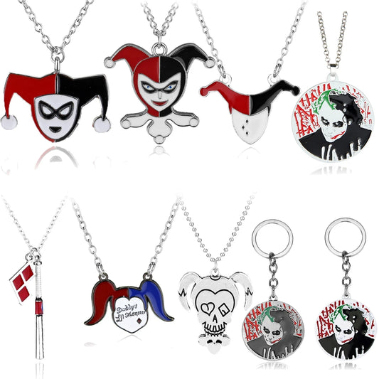 DC Comics Suicide Squad Charms Necklace The Clown's Girl Harley Quinn Enamel Pendant Necklaces