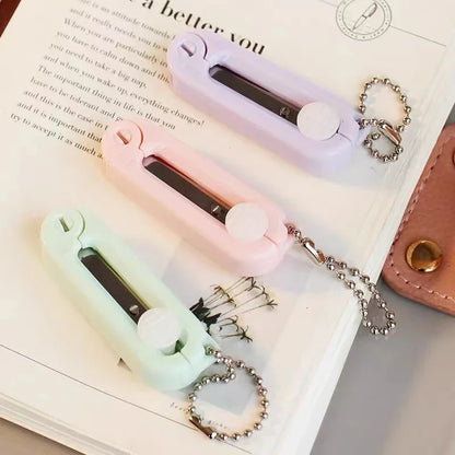 Cute Mini Portable Scissors Simple Folding Paper Cutter Student Stationery Scissor School Office Supplies Multifunction Keychain