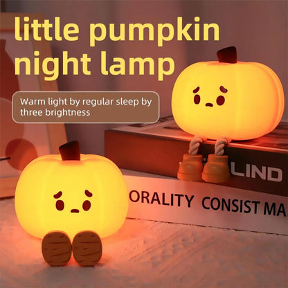 Trending Tik Tok Halloween Pumpkin Night Lights Cute Soft Silicone Safe Lamp Decorations Timing Dimmable Bedside