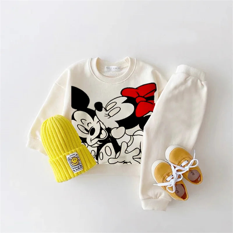 Mickey Sweatshirts Baby Girl/Boy And Toddlers Two Piece Set Disney Long Sleeve Outfits