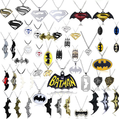 DC Batman Superman Pendants Necklace Keychain Toy Superheroes Movie Jewelry