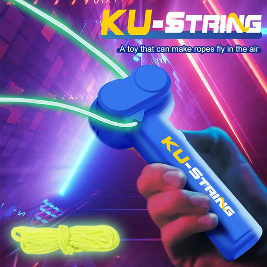 'KU-STRING' String Rope Glow in The Dark String Rope Launcher Luminous Portable Handheld String Stress Relief Toy For Kids Party Gift