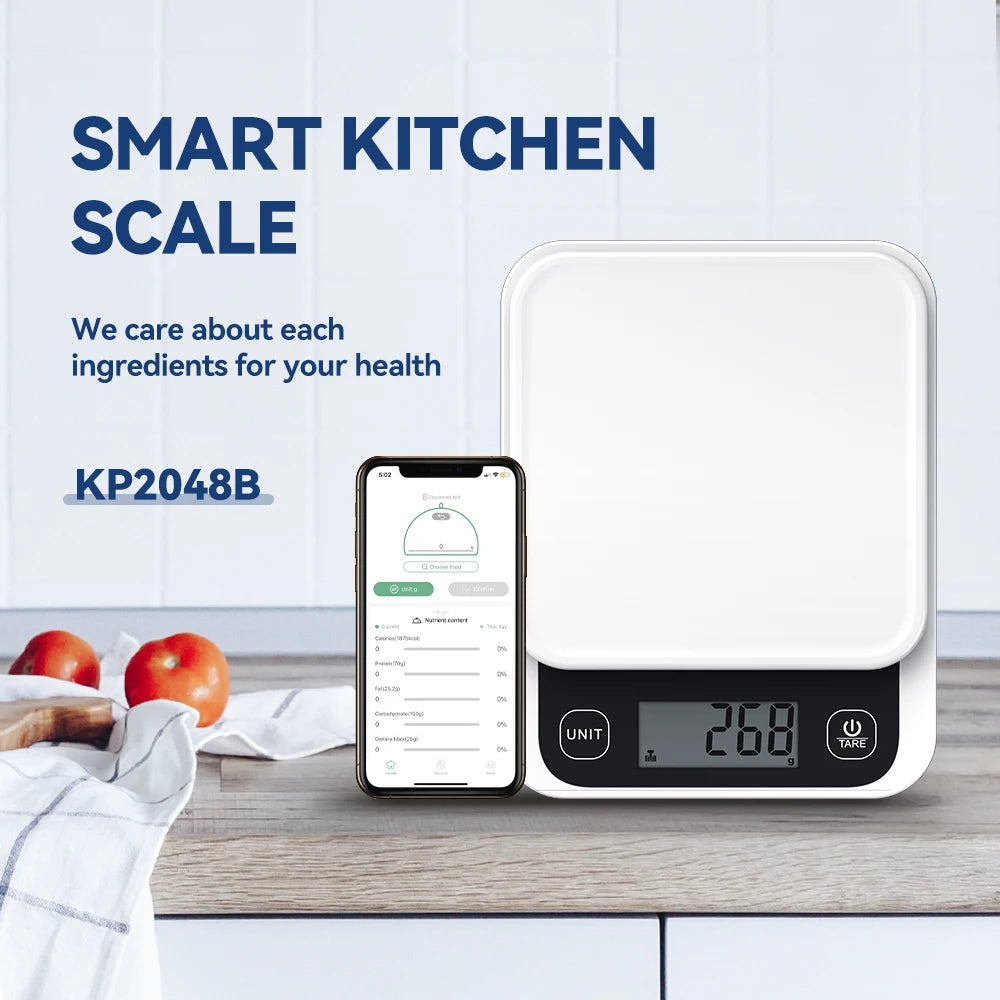 SMART Kitchen Scale Nutrition Scale Smart Food Calories Scale Cook Bake Digital Scale with Nutrition Calculator APP  5kg/0.1g/1g