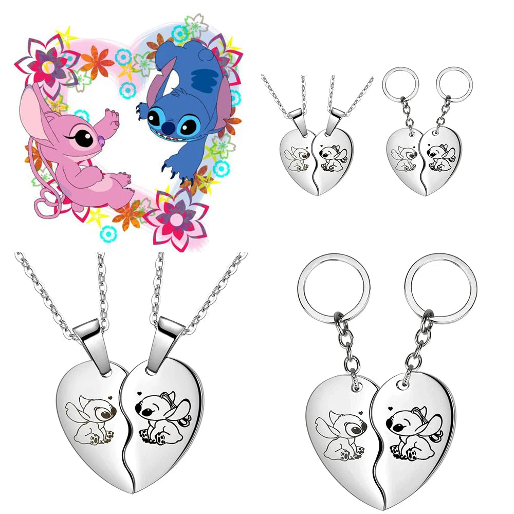 Disney  Lilo & Stitch Necklace Cute Cartoon Stitch Enamel Pendant Necklaces Jewellery Best Friends