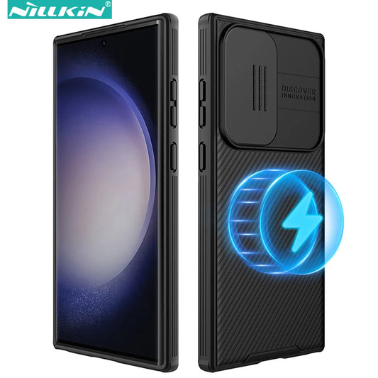 Nillkin Magnetic Case for Samsung Galaxy S24 Ultra / S24+ / S23 Ultra / S22 Ultra, Shockproof with Slide Camera Cover