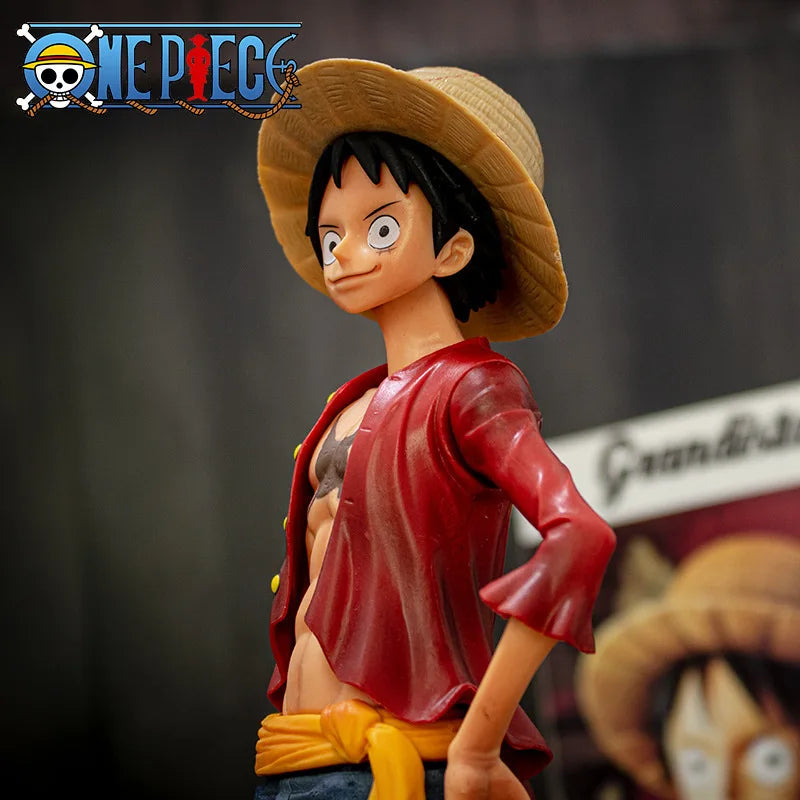 28cm  One Piece Anime Figure Confident Smiley Luffy Three Form Face Changing Doll Action Figurine Model Toys