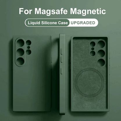 Liquid silicone For Magsafe Magnetic Case For Samsung Galaxy S24 S23 S22 Ultra S21 FE Wireless Charge Cases Soft Cover