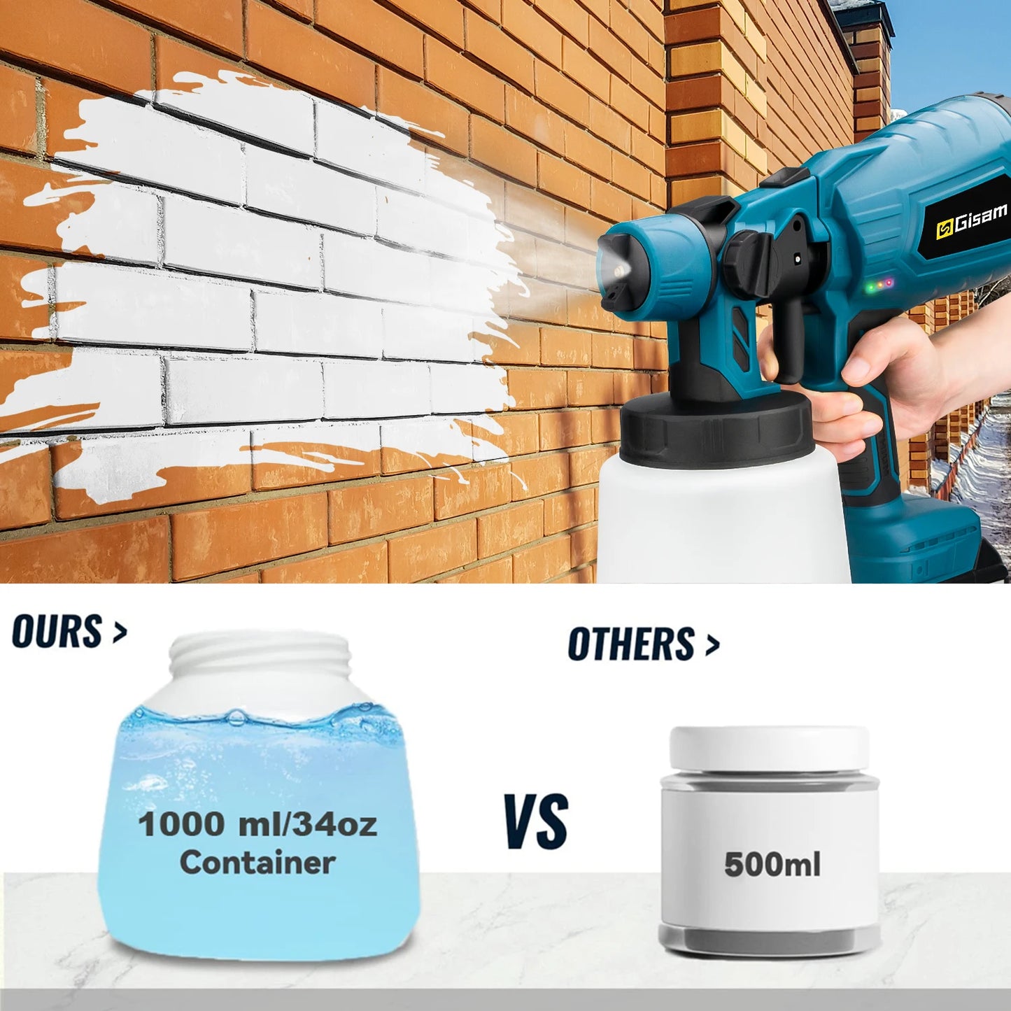 1000ML High Pressure Cordless Electric Paint Sprayer Spray Gun High Power HVLP Paint Sprayer Auto Furniture Steel Coating Airbrush For Makita 18V Battery