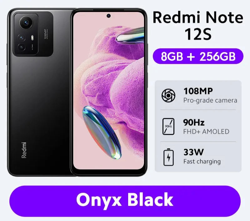 Global Version Xiaomi Redmi Note 12S Smartphone MTK Helio G96 108MP Camera 5000mAh 90Hz 6.43" AMOLED DotDisplay 33W Fast Charge