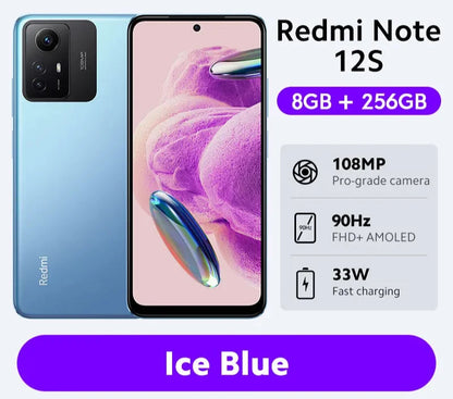 Global Version Xiaomi Redmi Note 12S Smartphone MTK Helio G96 108MP Camera 5000mAh 90Hz 6.43" AMOLED DotDisplay 33W Fast Charge