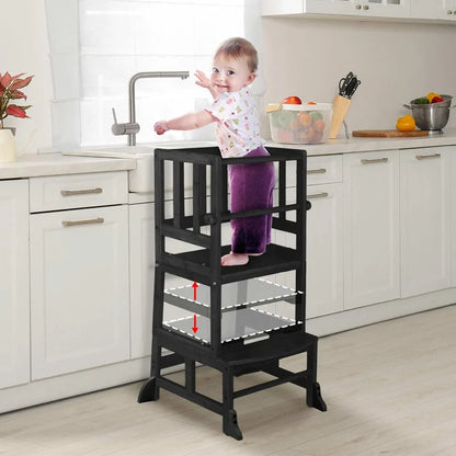 Toddler Tower Kids Kitchen Step Stool, Height Adjustable Toddler Standing Tower Nursery Helper with CPC & FSC Certification