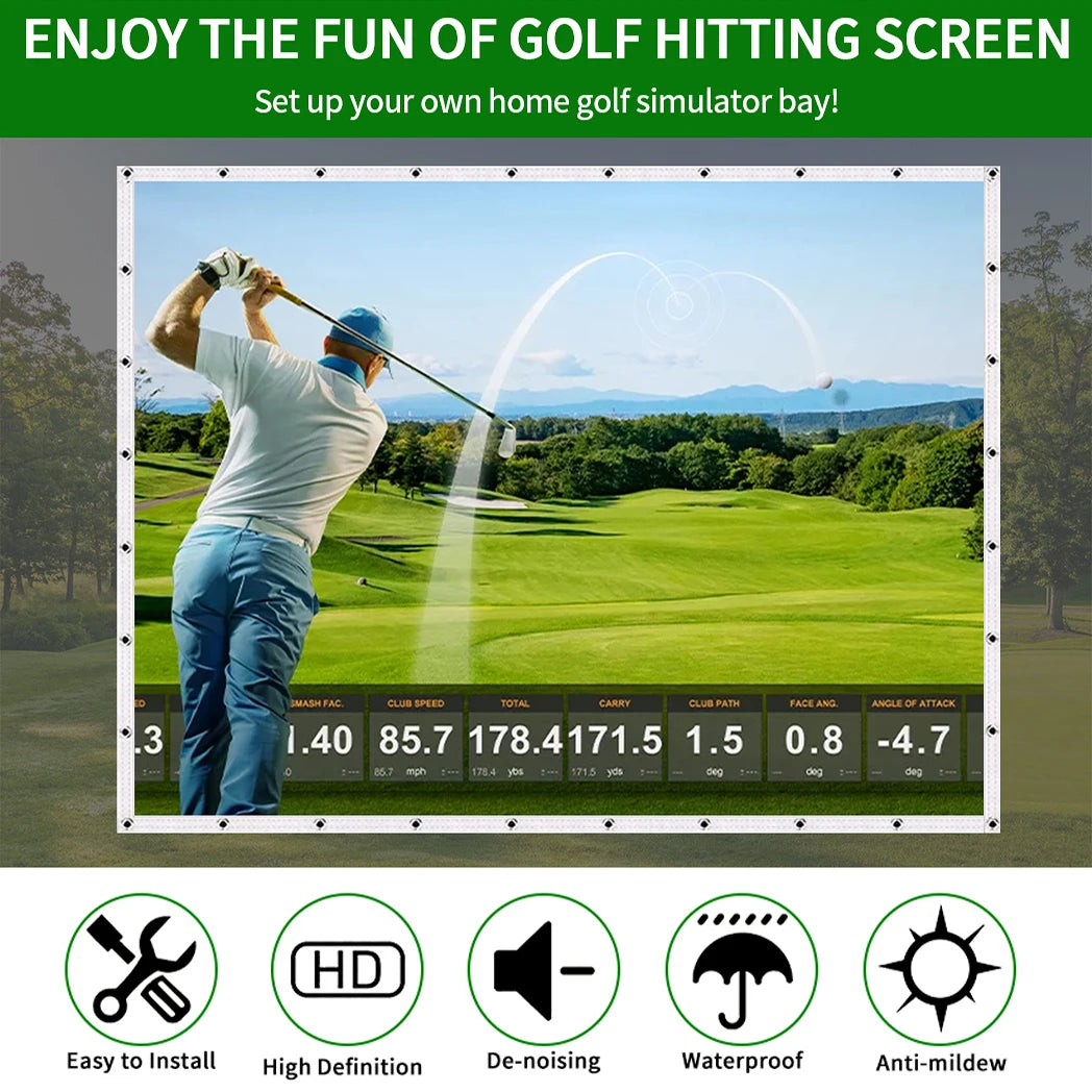 Caiton Golf Ball Simulator Impact Display Projection Screen, Indoor White Cloth Material, Golf Exercise Target