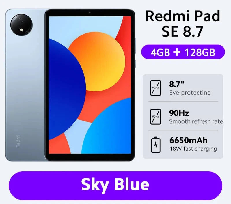 Global Version Xiaomi Redmi Pad SE 8.7 LCD MediaTek Helio G85 octa-core CPU 6650mAh Battery 18W fast charging 8MP Camera 90Hz