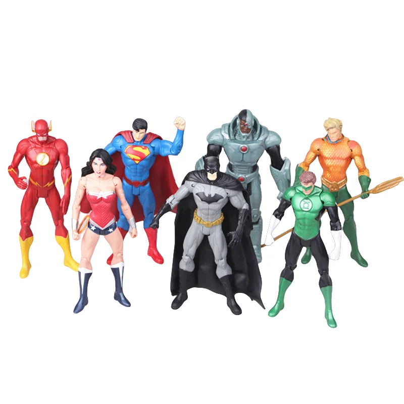 7Pcs DC Comics Justice League Action Figures Superman Batman Wonder Woman The Flash Green Lantern Aquaman Martian Manhunter Toys