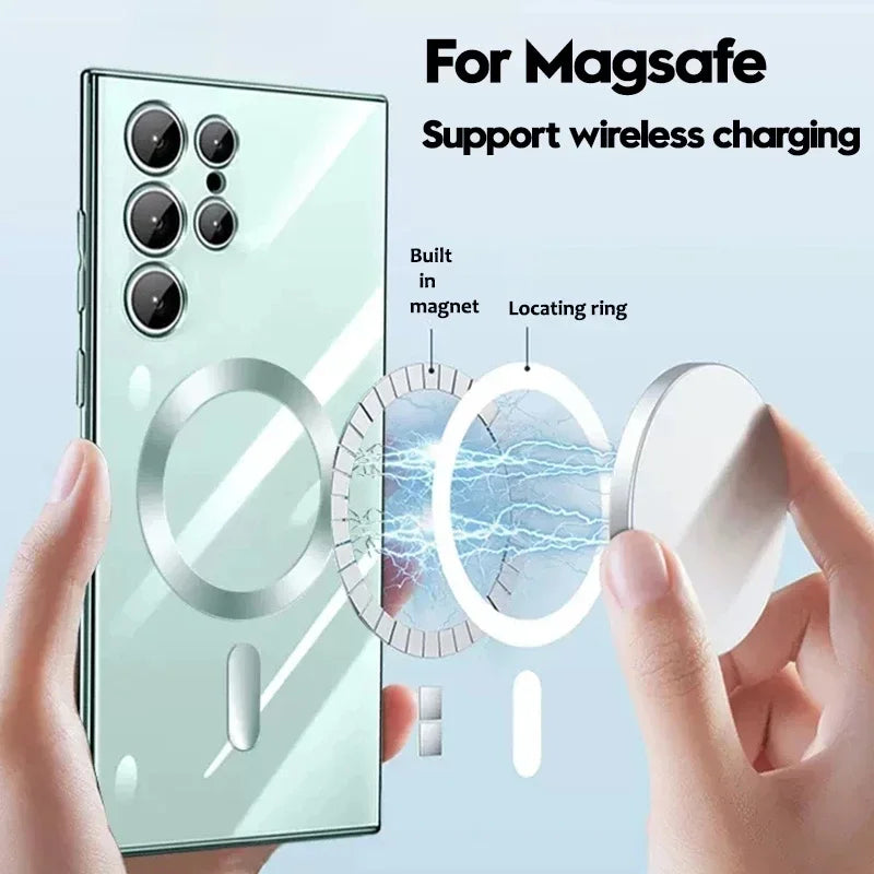 Samsung Galaxy S24 S 24 Ultra Plus Luxury Magsafe Plating Clear Shockproof Magnetic Soft Cover For Samsung Galaxy S24 S23