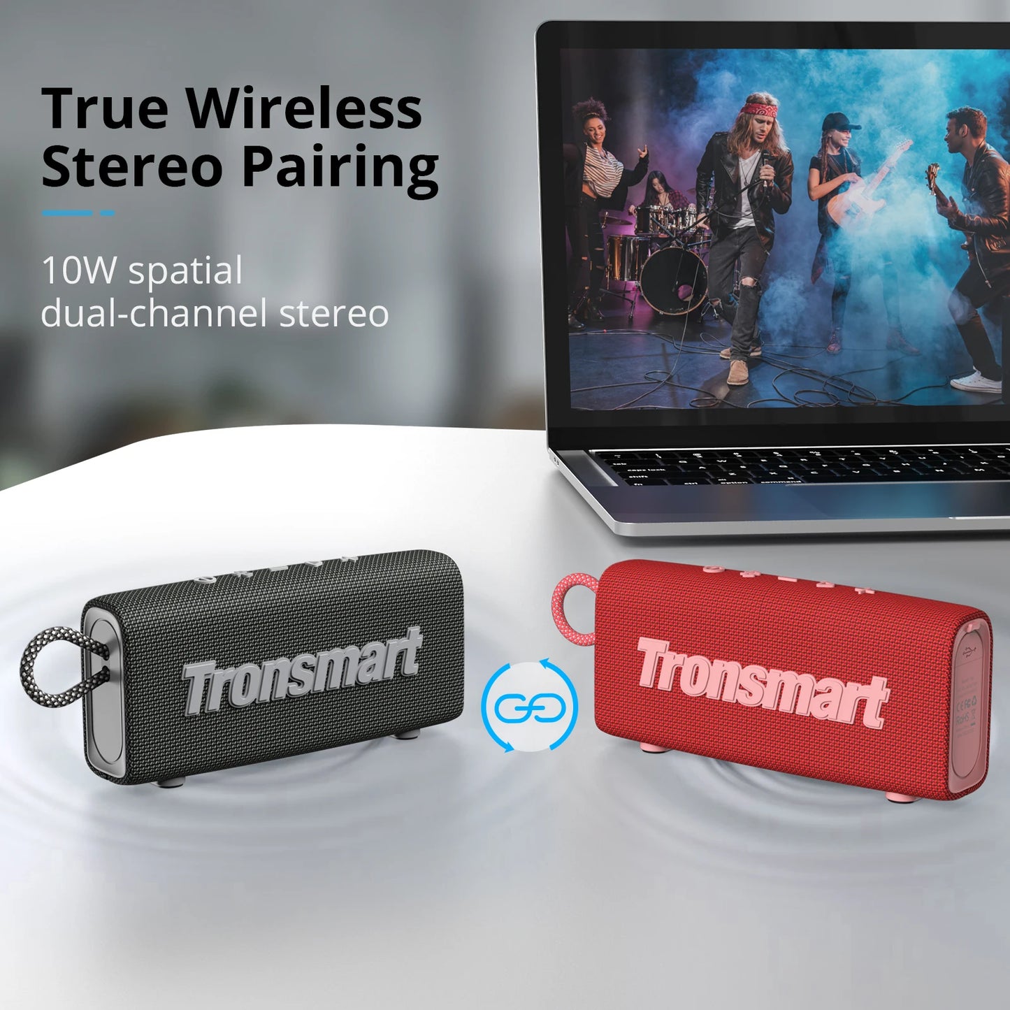 Original Tronsmart Trip Bluetooth 5.3 Speaker Dual-Driver Portable Speaker with IPX7 Waterproof True Wireless Stereo for Outdoor