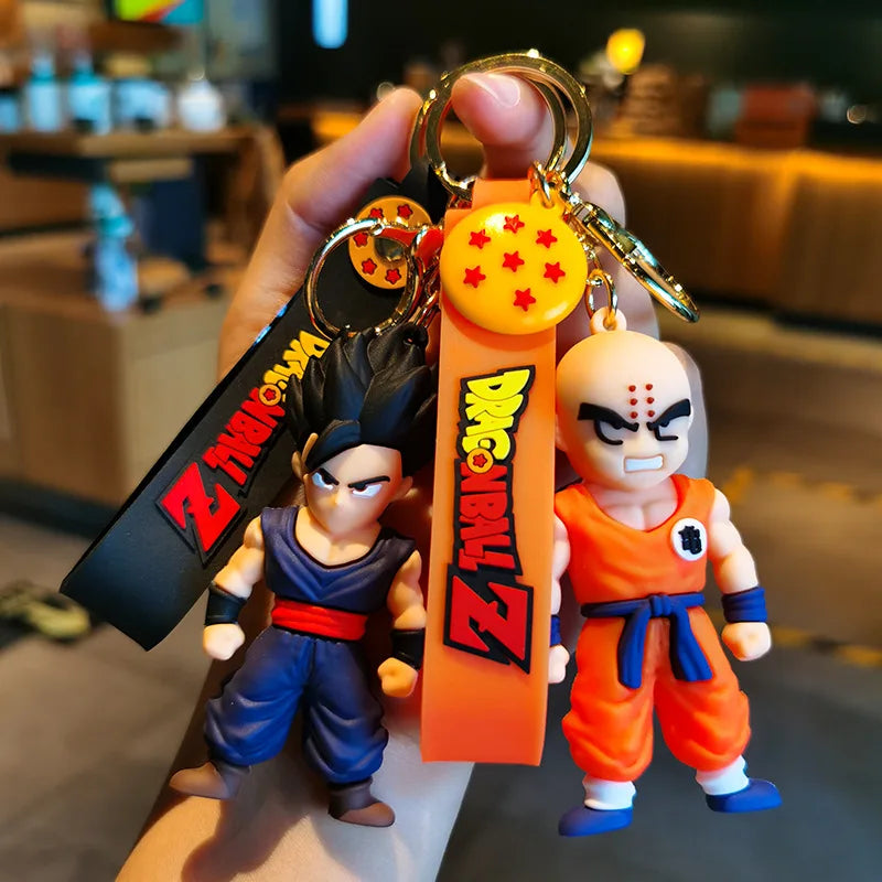 Dragon Ball Keychain Fashion Jewelry Son Goku Vegeta Piccolo Action Figures 8CM PVC Key Ring for Men Women Bag Pendant