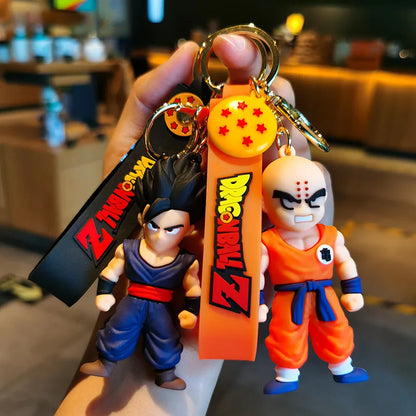 Dragon Ball Keychain Fashion Jewelry Son Goku Vegeta Piccolo Action Figures 8CM PVC Key Ring for Men Women Bag Pendant