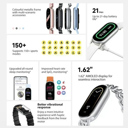 Global Version Xiaomi Smart Band 9 1.62" AMOLED Display 21-day Battery Life 150+ Sports Modes Sleep Monitoring