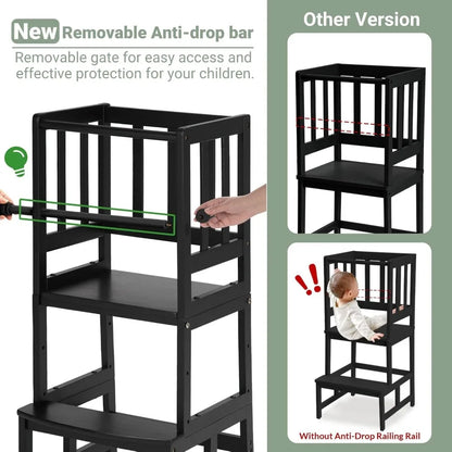 Toddler Tower Kids Kitchen Step Stool, Height Adjustable Toddler Standing Tower Nursery Helper with CPC & FSC Certification