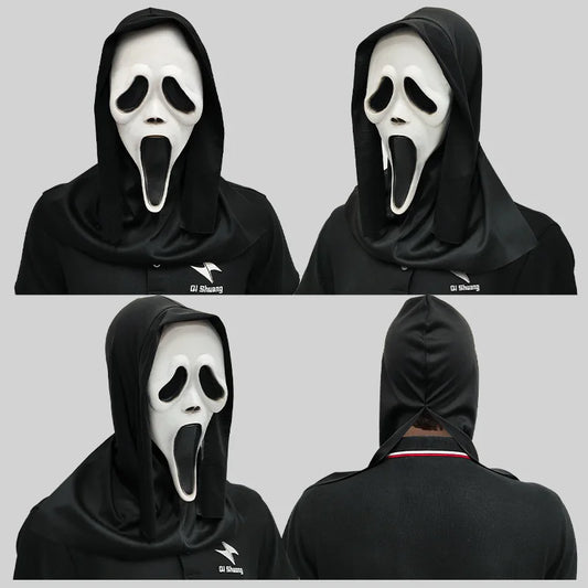 Halloween Ghostface Scream Mask Natural Latex Scary Skull Mask Horror Full Head Masque Halloween Party Adult Costume Cosplay Props Decoration