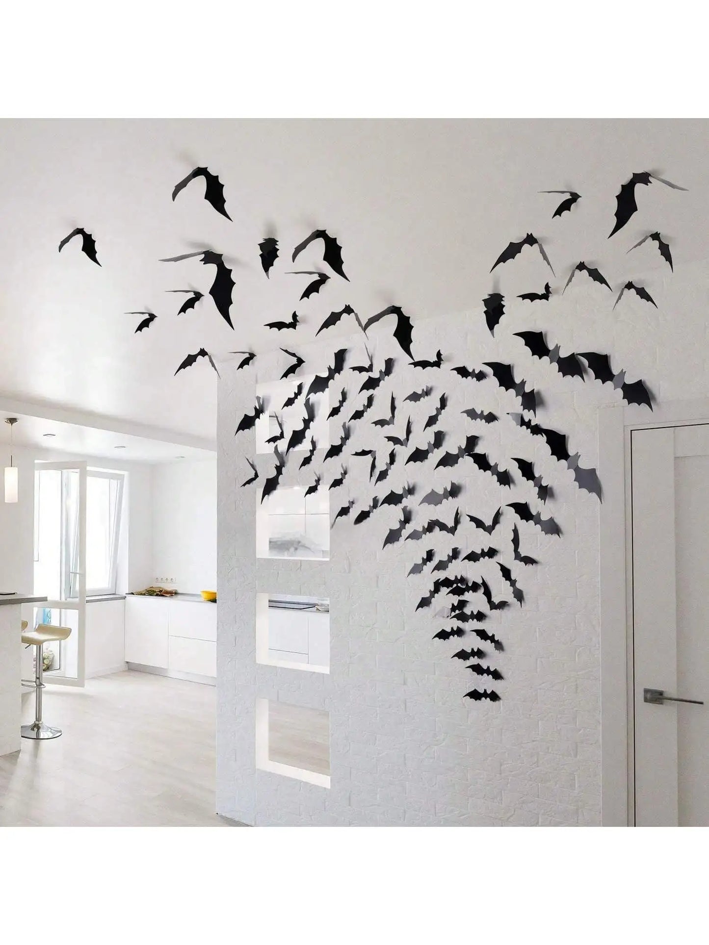 60pcs 3D Waterproof black Bats Wall Decor Halloween Decor