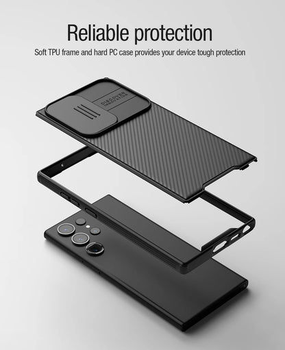 Nillkin Magnetic Case for Samsung Galaxy S24 Ultra / S24+ / S23 Ultra / S22 Ultra, Shockproof with Slide Camera Cover