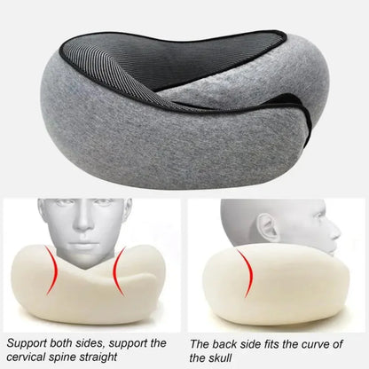 FLYHUGZ Travel Neck Pillow Memory Foam U-shaped Pillow Snail Style