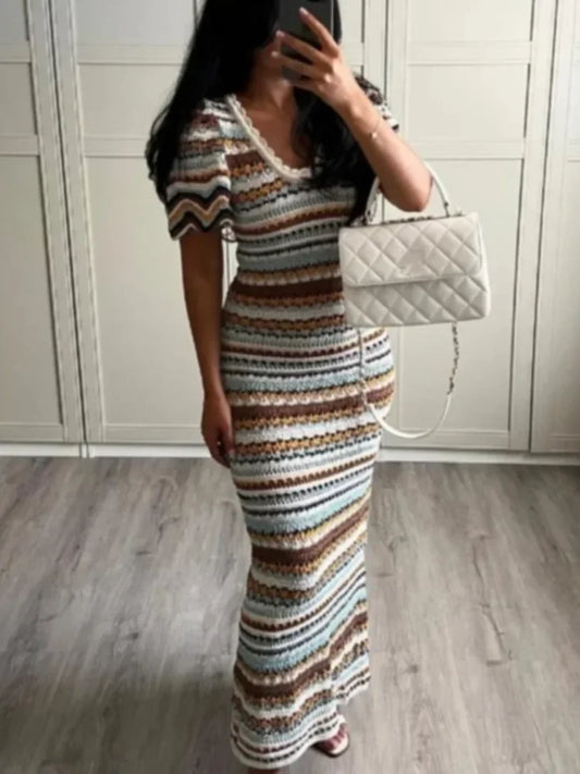 Chic Knitted Midi Dress - Casual Beach Style