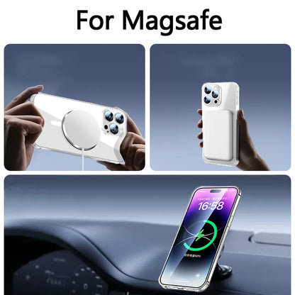 Samsung Luxury Plating Magnetic Case For Galaxy S21 S23 Fe S24 Ultra S22 Plus Apple Magsafe Cover 10H 6K Glass Camera Protect