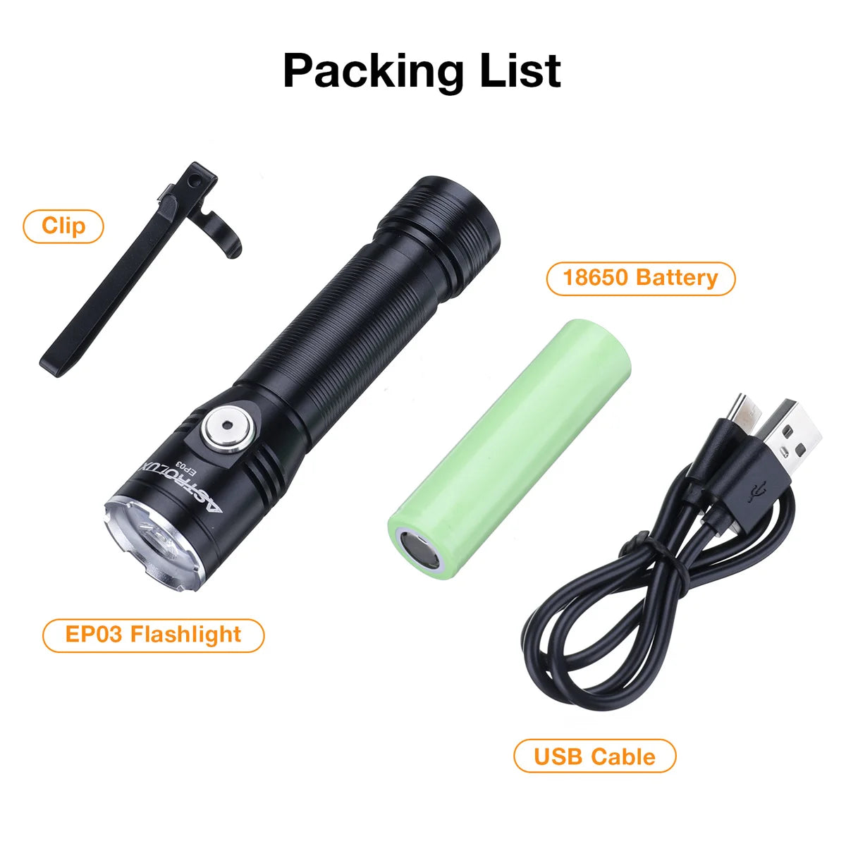 Astrolux EP03 LH351B LED Waterproof Flashlight 2050LM 217M USB-C Fast Charging 18650 Battery IP67 Waterproof Mini EDC Torch Camping Lantern