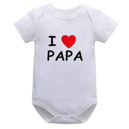 Baby Boys Girls Newborn Romper Cotton Short Sleeve Letter Print I Love Mom & Dad Jumpsuit