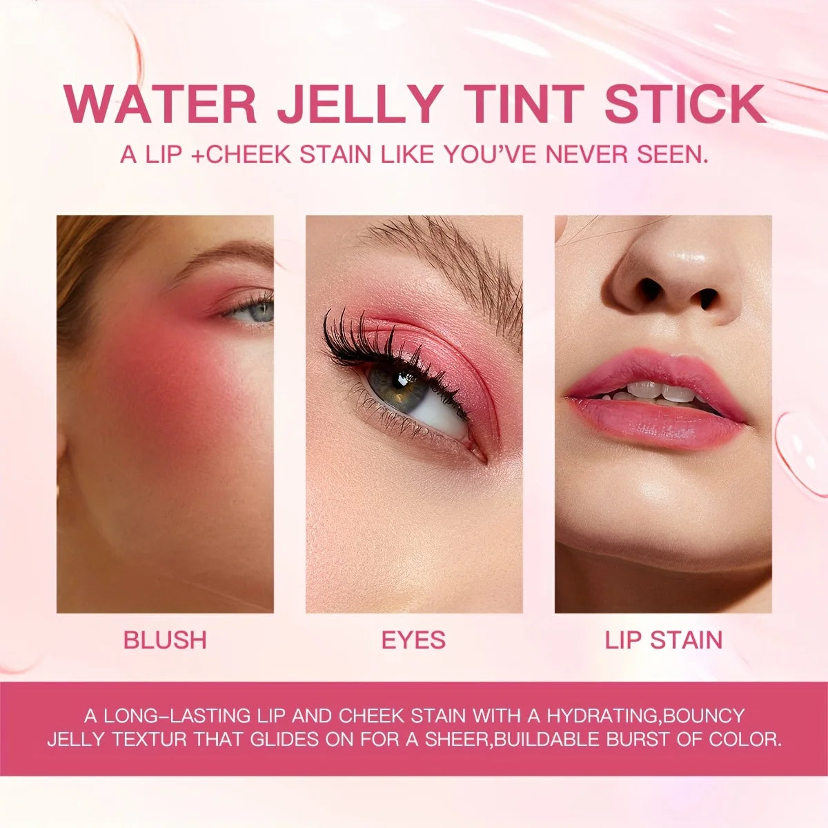 Multi-Use Matte Jelly Blush Stick Lip Balm and Eyeshadow 3-in-1