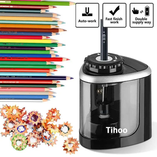 Electric Auto Pencil Sharpener for Students, Helical Steel Blade Sharpener for Artists, Colored Pencils for Kids and Adults